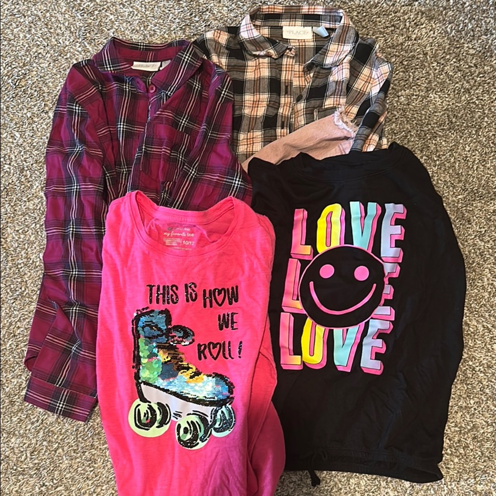 The Children's Place Pink and Black Button Down Shirts and matching  jeans
